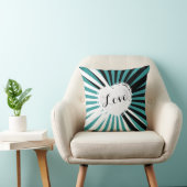 黒、白、およびティール(緑がかった色)抽象芸術ハート | DIY クッション (椅子)