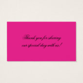 黒、白、および明るい赤紫色結婚式の引き出物ラベル (裏面)