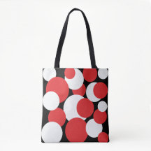 黒、白、および赤の水玉模様