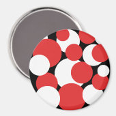 黒、白、および赤の水玉模様 マグネット (正面/裏面)