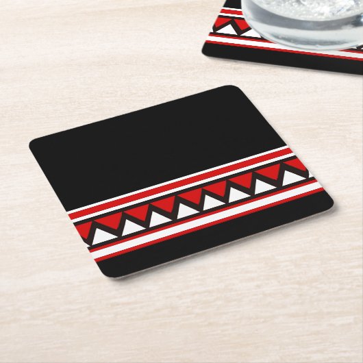 黒、白、および赤の部族の三角形 スクエアペーパーコースター (アングル)