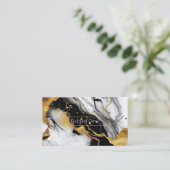 黒、白、および金ゴールドの大理石のパターン 名刺 (スタンド正面)