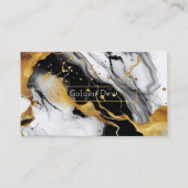 黒、白、および金ゴールドの大理石のパターン 名刺 (正面)