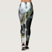 黒、白、および金ゴールドレギンス |モダン & Chic レギンス (裏面)