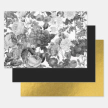 黒、白、および金ゴールドヴィンテージフローラ