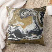 黒、白、および金ゴールド抽象芸術 クッション (ブランケット)