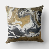 黒、白、および金ゴールド抽象芸術 クッション (裏面)