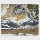 黒、白、および金ゴールド抽象芸術 ラッピングペーパー (フラット)