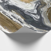 黒、白、および金ゴールド抽象芸術 ラッピングペーパー (角)