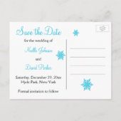 黒、白、アクアスノーフレーク日付カードを保存 案内ポストカード (裏面)