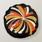 黒、白、オレンジ、カスタムチアリーティング枕 ラウンドクッション (裏面)