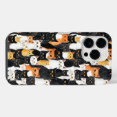 黒 白 オレンジ 猫 iPhoneケース (裏面横)