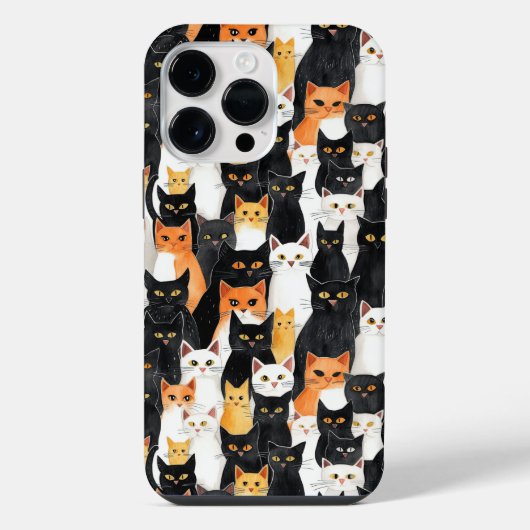 黒 白 オレンジ 猫 iPhoneケース (裏面)