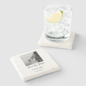 黒 白 クラシック 保存日付 QRコード 名前 日付を追加 ストーンコースター (横)