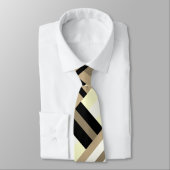 黒、白、クリーム、タン、トープの格子模様 ネクタイ (タイ)