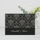 黒/白/クリーム·ダマスク、カスタム·ウェディング 招待状 (スタンド正面)