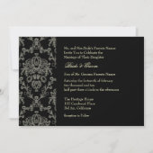 黒/白/クリーム·ダマスク、カスタム·ウェディング 招待状 (裏面)
