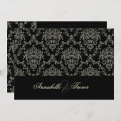 黒/白/クリーム·ダマスク、カスタム·ウェディング 招待状 (正面/裏面)