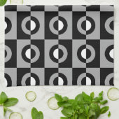 黒、白、グレーのジオメトリパターン キッチンタオル (折り畳み)