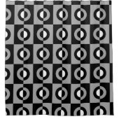 黒、白、グレーのジオメトリパターン シャワーカーテン (正面)