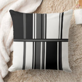 黒、白、グレーのストライプ クッション (ブランケット)