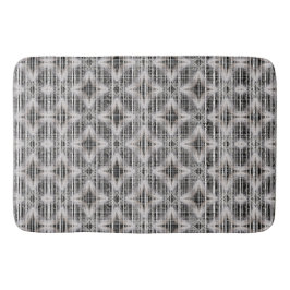 黒、白、グレーのチェックダイヤモンドパターン バスマット