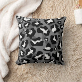 黒、白、グレーのヒョウアニマルプリントパターン クッション (ブランケット)