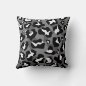 黒、白、グレーのヒョウアニマルプリントパターン クッション (裏面)