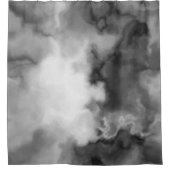 黒、白、グレーのマーブル抽象芸術 シャワーカーテン (正面)