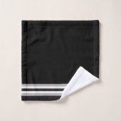 黒、白、グレーの交互パタストライプのーン バスタオルセット (ウォッシュタオル)