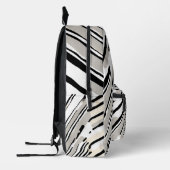 黒、白、グレーの各ストライプ線の幾何学的パターン プリントバックパック (左)
