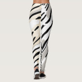 黒、白、グレーの各ストライプ線の幾何学的パターン レギンス (裏面)