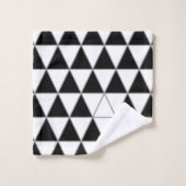 黒、白、グレーの幾何三角形パターン。 バスタオルセット (ウォッシュタオル)