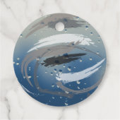 黒、白、グレーの筆致と雨滴 フェイバータグ (裏面)