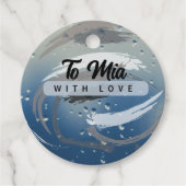 黒、白、グレーの筆致と雨滴 フェイバータグ (正面)