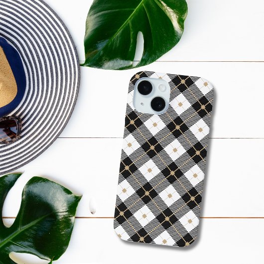 黒 白 ゴールド チェック Case-Mate iPhoneケース