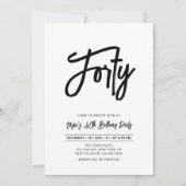 黒&白 |シック40th誕生日パーティー 招待状 (正面)