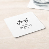 黒&白 |シック80th誕生日パーティー スクエアペーパーコースター (アングル)