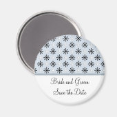 黒、白、ソフトブルー日付を保存 マグネット (正面/裏面)