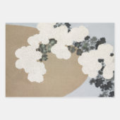 黒、白、タンの花コラージュ ラッピングペーパーシート (正面2)