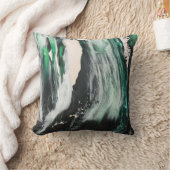 黒、白、ティール（緑がかった色）抽象芸術絵画 クッション (ブランケット)