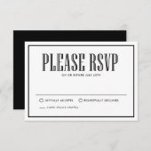 黒&白 |ドリンク食べしてRSVPにな結婚したる 出欠カード (正面/裏面)