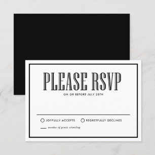 黒&白 ドリンク食べしてRSVPにな結婚したる 出欠カード