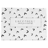 黒&白 |ドードル |モダン | ラージペーパーバッグ (裏面)