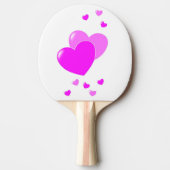 黒/白、ハートキッズのピンク色のかわいい名前をカスタムする 卓球ラケット (正面)