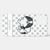 黒+白 パーティカラー ポメラニアン キャラ 犬+名前 Case-Mate iPhoneケース (裏面 (横))