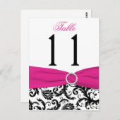 黒、白、ピンクのダマスクのテーブル番号ポストカード ポストカード (正面/裏面)