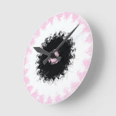 黒、白、ピンクのチョーク抽象芸術 ラウンド壁時計 (傾斜)
