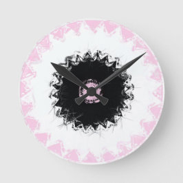 黒、白、ピンクのチョーク抽象芸術 ラウンド壁時計