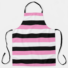 黒、白、ピンクの各ストライプ色 エプロン
